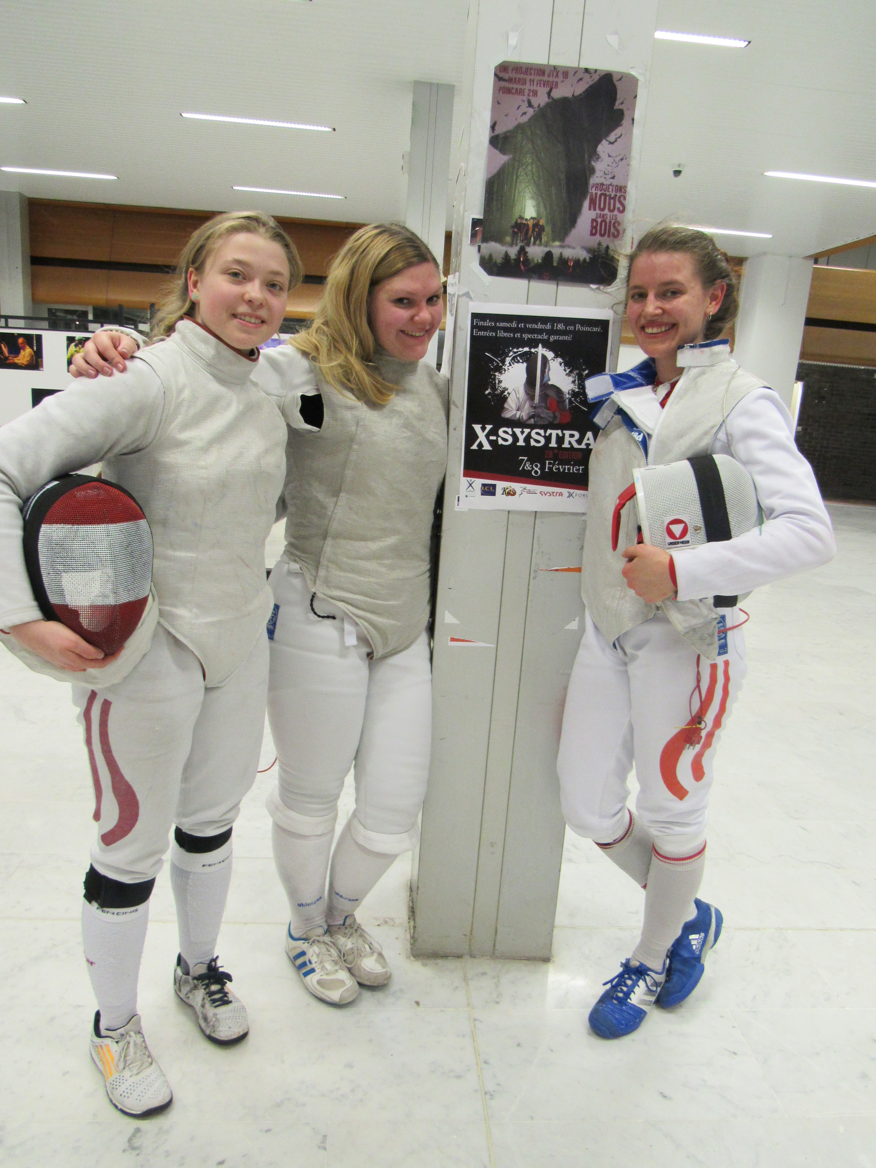 Team Unisport Austria (Brugger, Kirsten, Jankovich) beim Mannschaftsbewerb Damen-Florett
